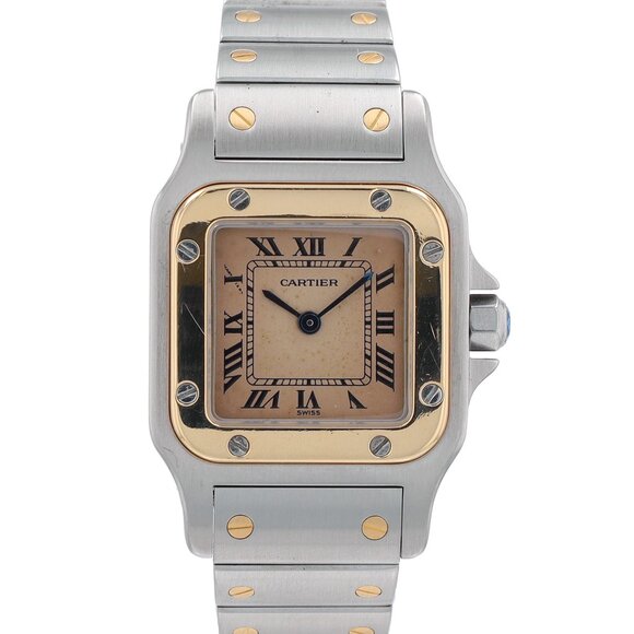 Cartier Santos 1057930 24mm Dirty White Roman Numeral Dial Fixed Bezel Santos - Picture 1 of 10